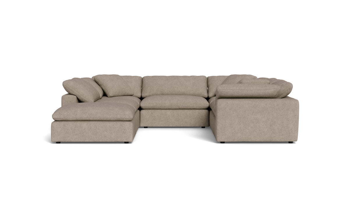 Fluffy 133.5" 6 Piece Sectional W/Ottoman - Elliot Pebble