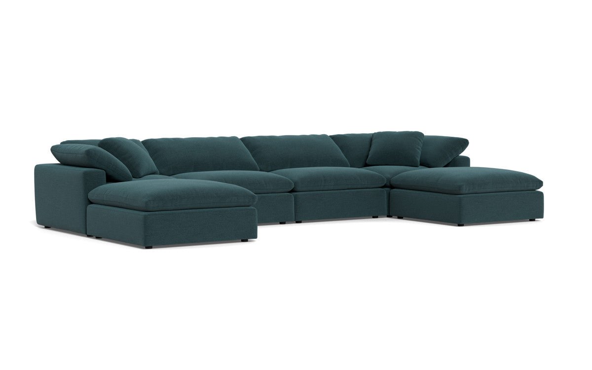 Fluffy 178" 4 Piece Sectional W/Double Otto - Elliot Teal