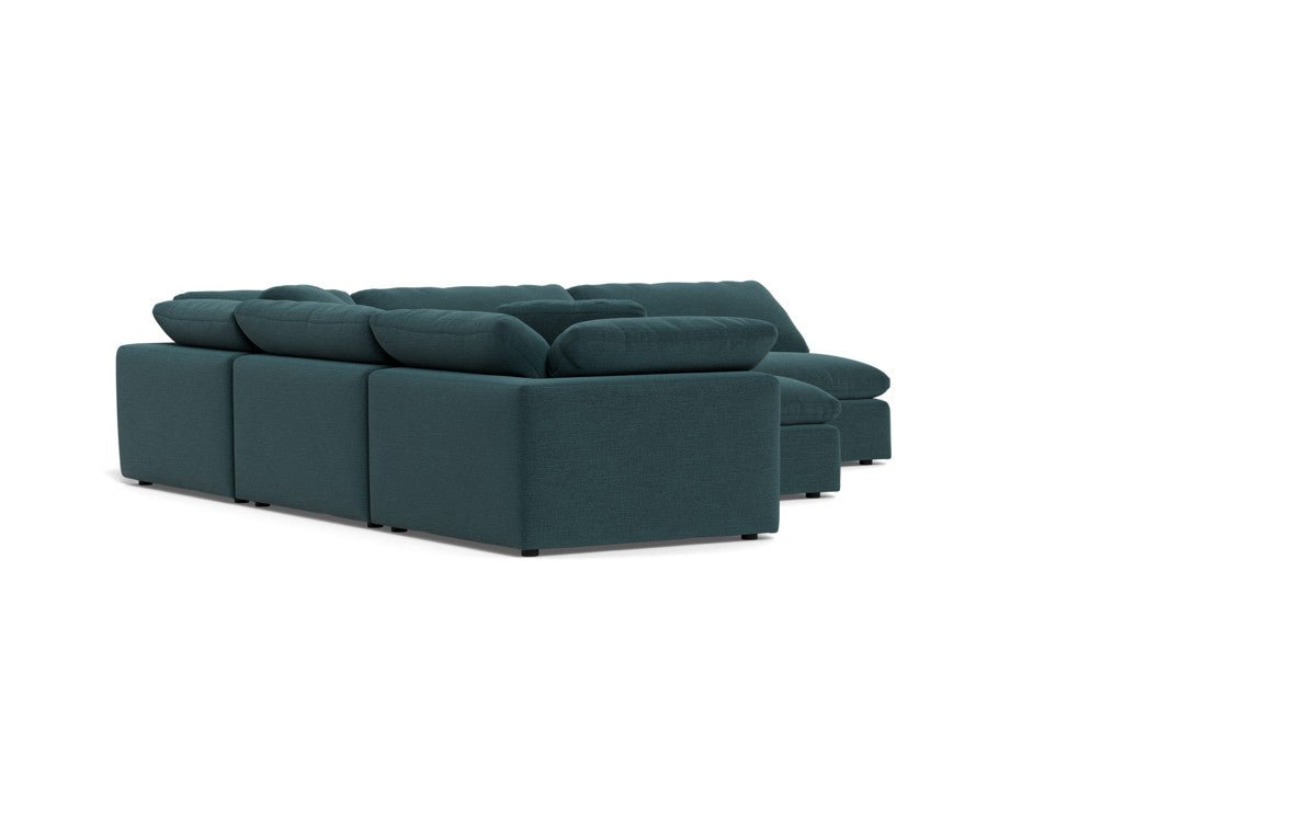 Fluffy 133.5" 5 Piece Sectional W/Ottoman - Elliot Teal