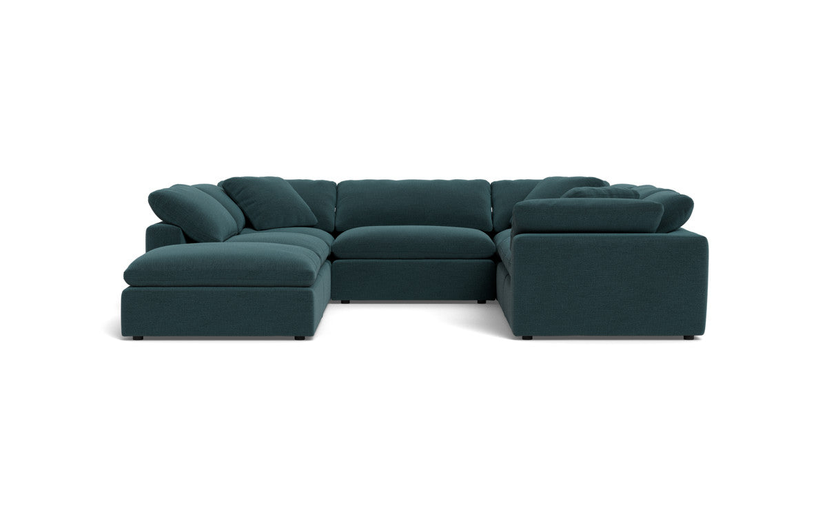 Fluffy 133.5" 6 Piece Sectional W/Ottoman - Elliot Teal