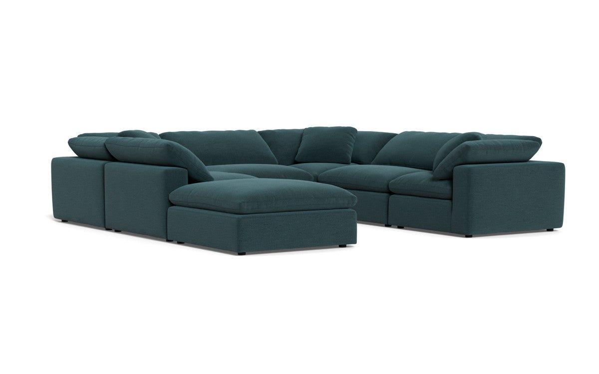 Fluffy 133.5" 6 Piece Sectional W/Ottoman - Elliot Teal