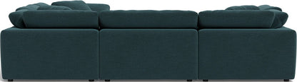 Fluffy 133.5" 6 Piece Sectional W/Ottoman - Elliot Teal