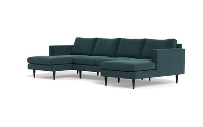 Wallace 126" Untufted Double Chaise U Sectional - Elliot Teal