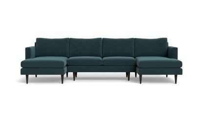 Wallace 126" Untufted Double Chaise U Sectional - Elliot Teal
