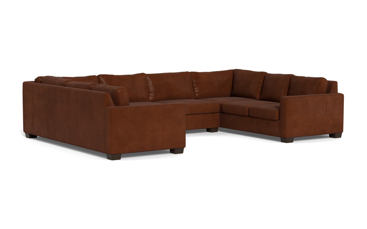 Track 141" Leather Corner Sofa Sleeper U Sectional - Ever-Last Leverage