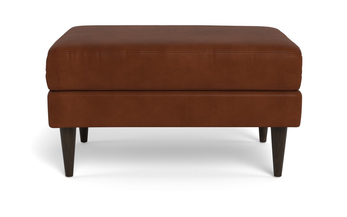Wallace Leather Untufted Ottoman - Clive Sycamore