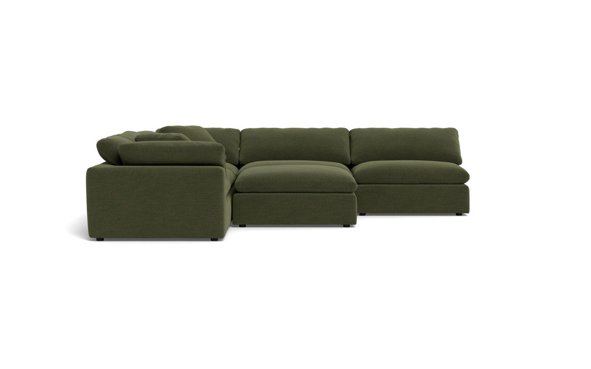 Fluffy 133.5" 5 Piece Sectional W/Ottoman - Elliot Avocado