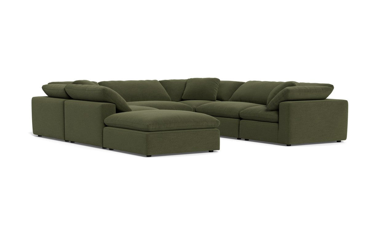 Fluffy 133.5" 6 Piece Sectional W/Ottoman - Elliot Avocado