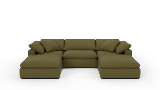 Fluffy 133.5" 3 Piece Sofa W/Double Ottoman - Amigo II Garden