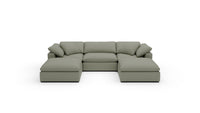 Fluffy DB 133.5" 3 Piece Sofa W/Double Ottoman - Amigo II Sage