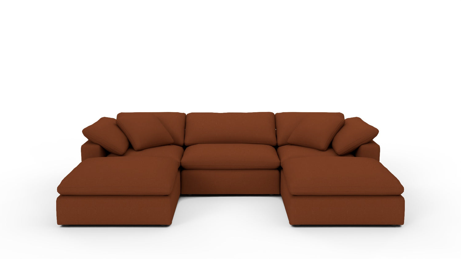 Fluffy DB 133.5" 3 Piece Sofa W/Double Ottoman - Bellatrix Terracotta