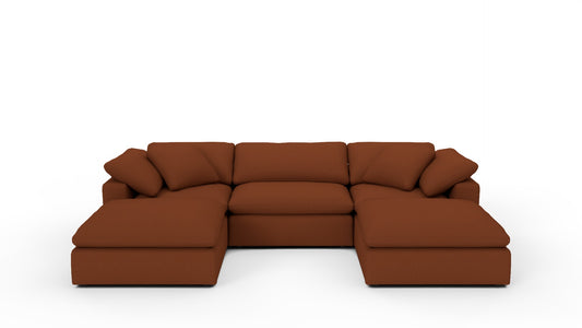 Fluffy 133.5" 3 Piece Sofa W/Double Ottoman - Bellatrix Terracotta