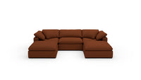 Fluffy DB 133.5" 3 Piece Sofa W/Double Ottoman - Bellatrix Terracotta