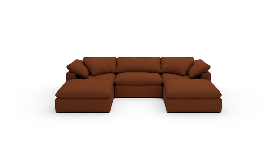 Fluffy DB 133.5" 3 Piece Sofa W/Double Ottoman - Bellatrix Terracotta