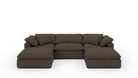 Fluffy 133.5" 3 Piece Sofa W/Double Ottoman - Dream Chocolate