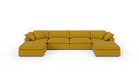 Fluffy DB 178" 4 Piece Sectional W/Double Otto - Sorrento Sunflower