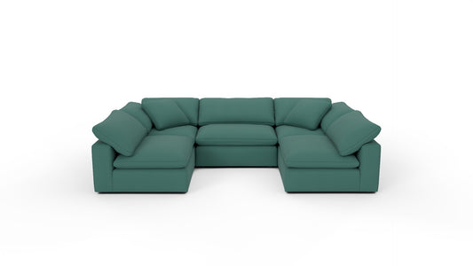 Fluffy 133.5" 5 Piece Small U Sectional - Dream Forest