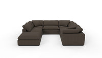 Fluffy 133.5" 6 Piece Sectional W/Ottoman - Dream Chocolate
