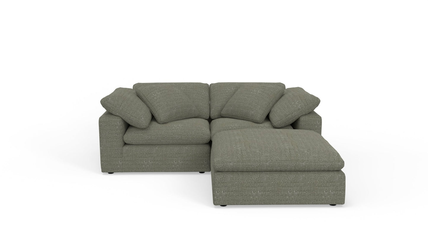 Fluffy 89" 2 Piece Sofa w/Otto - Nepal Olive