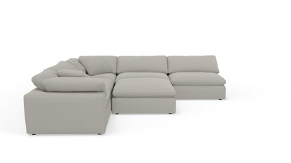 Fluffy 133.5" 5 Piece Sectional W/Ottoman - Bloke Cotton