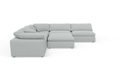Fluffy 133.5" 5 Piece Sectional W/Ottoman - Bloke Snow