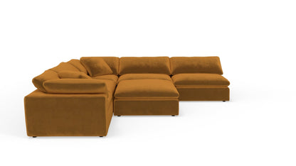 Fluffy 133.5" 5 Piece Sectional W/Ottoman - Sorrento Almond