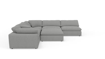 Fluffy 133.5" 5 Piece Sectional W/Ottoman - Nepal Pebble