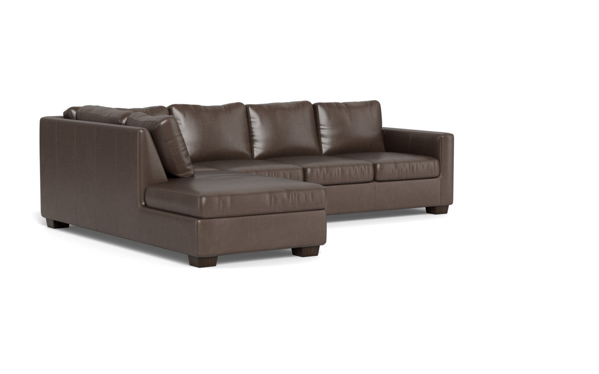 Track 121" Leather Left Chaise Sleeper Sectional - Hudson Iron