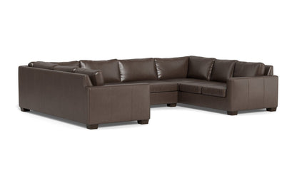 Track 141" Leather Corner Sofa Sleeper U Sectional - Hudson Iron