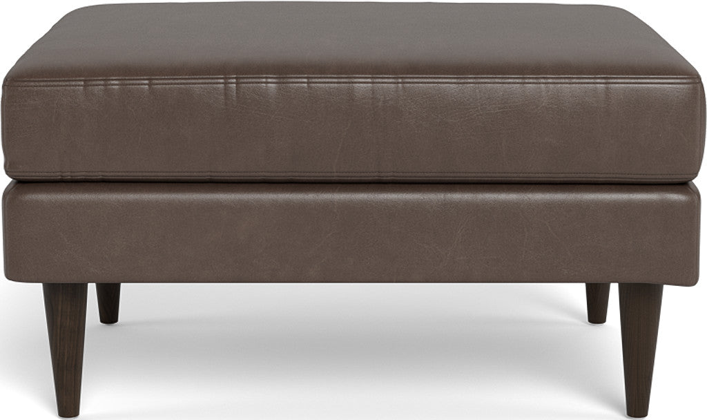 Wallace Leather Untufted Ottoman - Hudson Iron