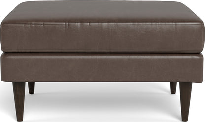 Wallace Leather Untufted Ottoman - Hudson Iron