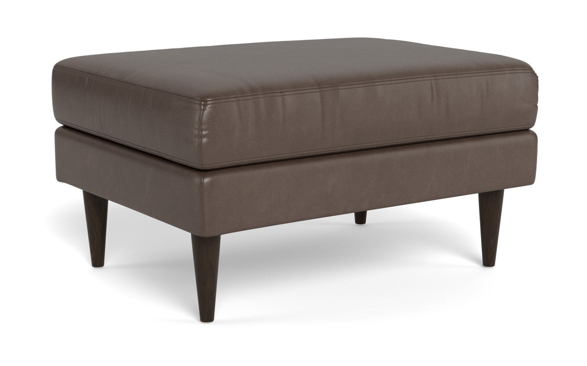 Wallace Leather Untufted Ottoman - Hudson Iron