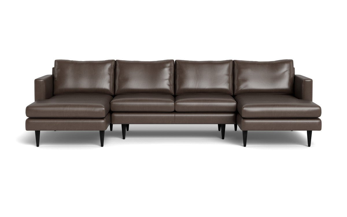 Wallace 126" Leather Untufted Double Chaise U Sectional - Hudson Iron