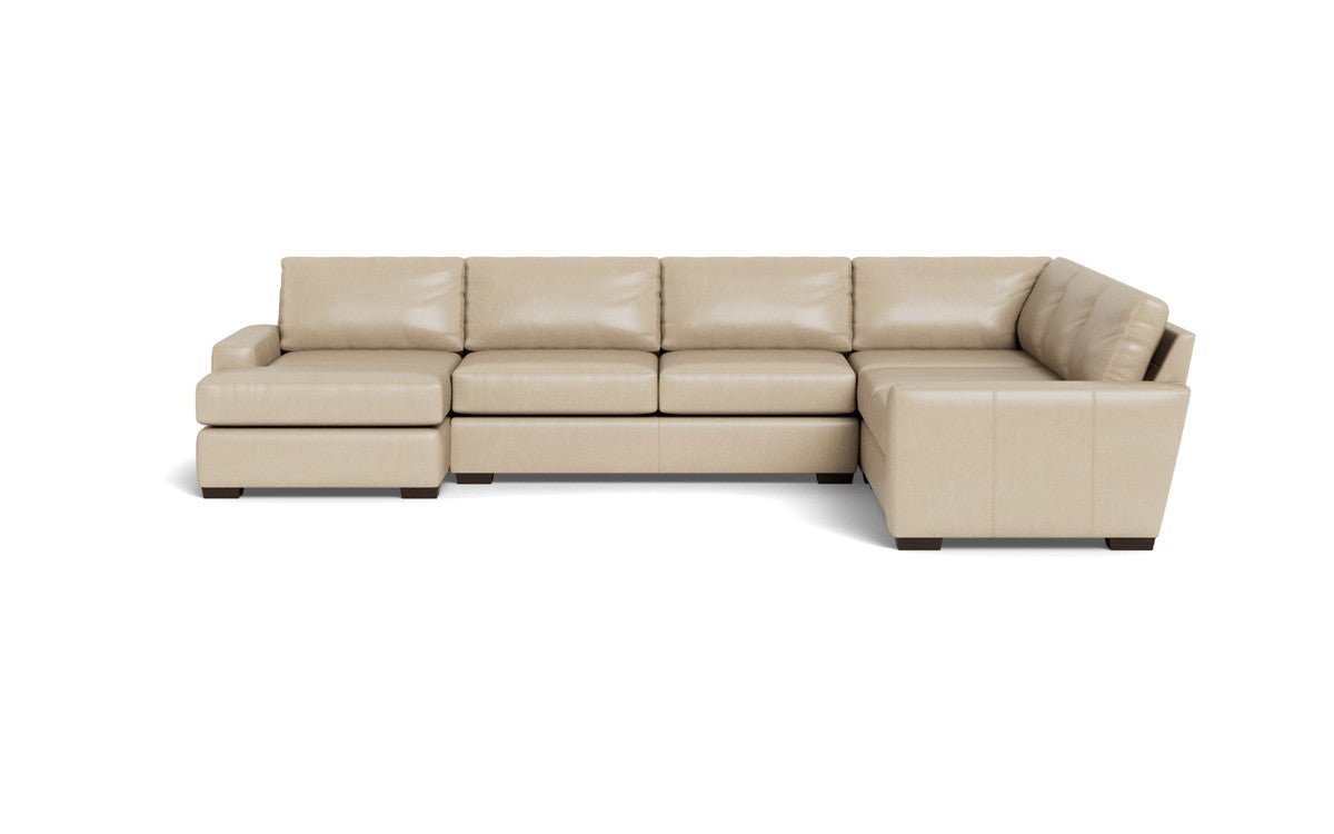 Mas Mesa 162" Deep Leather Corner Sectionals w. Left Chaise - Hudson Ivory