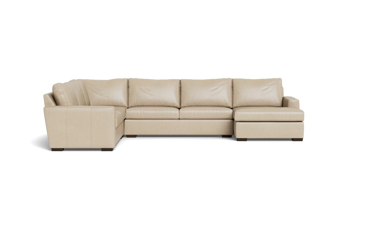 Mas Mesa 162" Deep Leather Corner Sectionals w. Right Chaise - Hudson Ivory