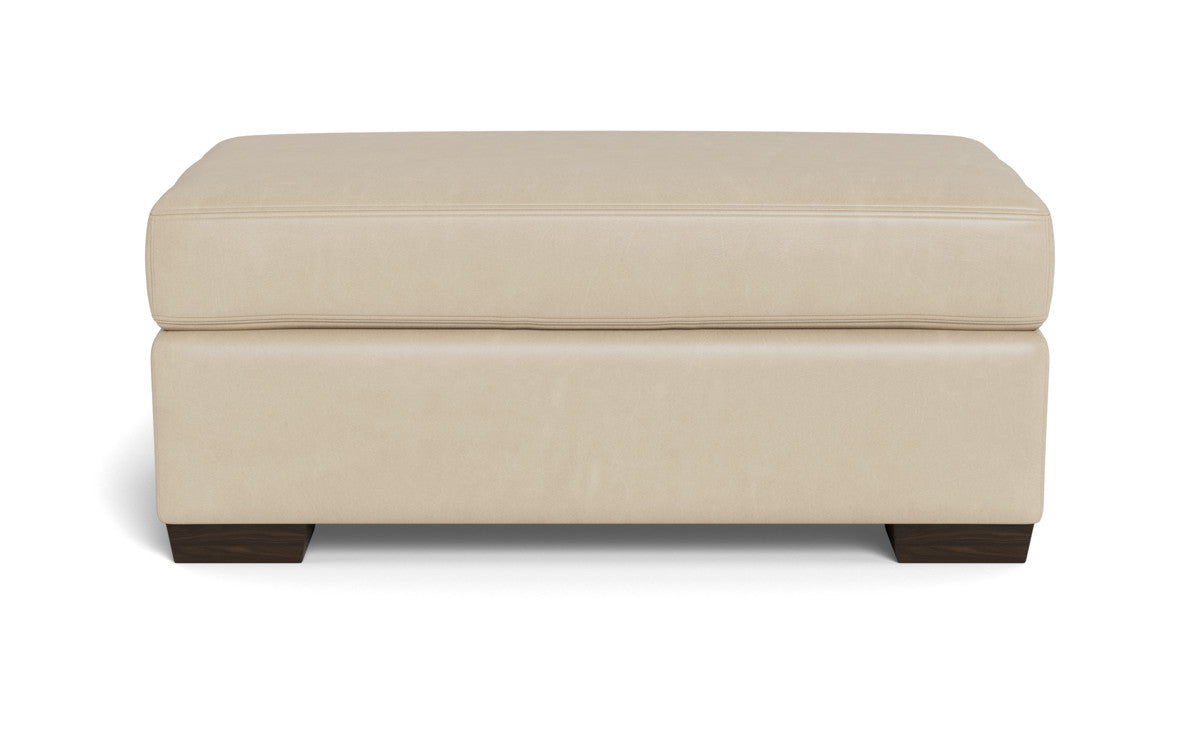 Mas Mesa Leather Ottoman - Hudson Ivory