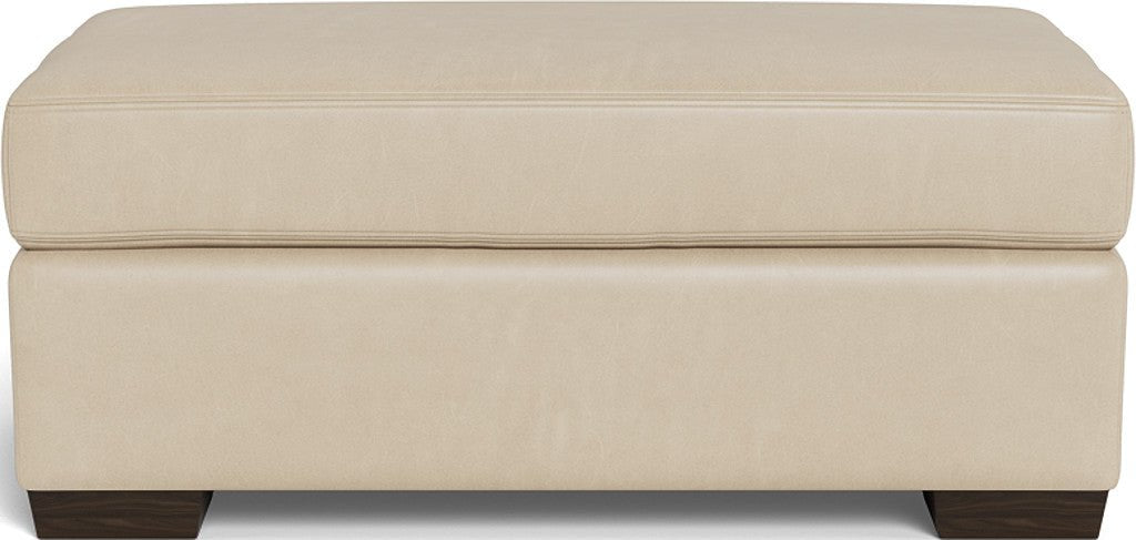 Mas Mesa Leather Ottoman - Hudson Ivory