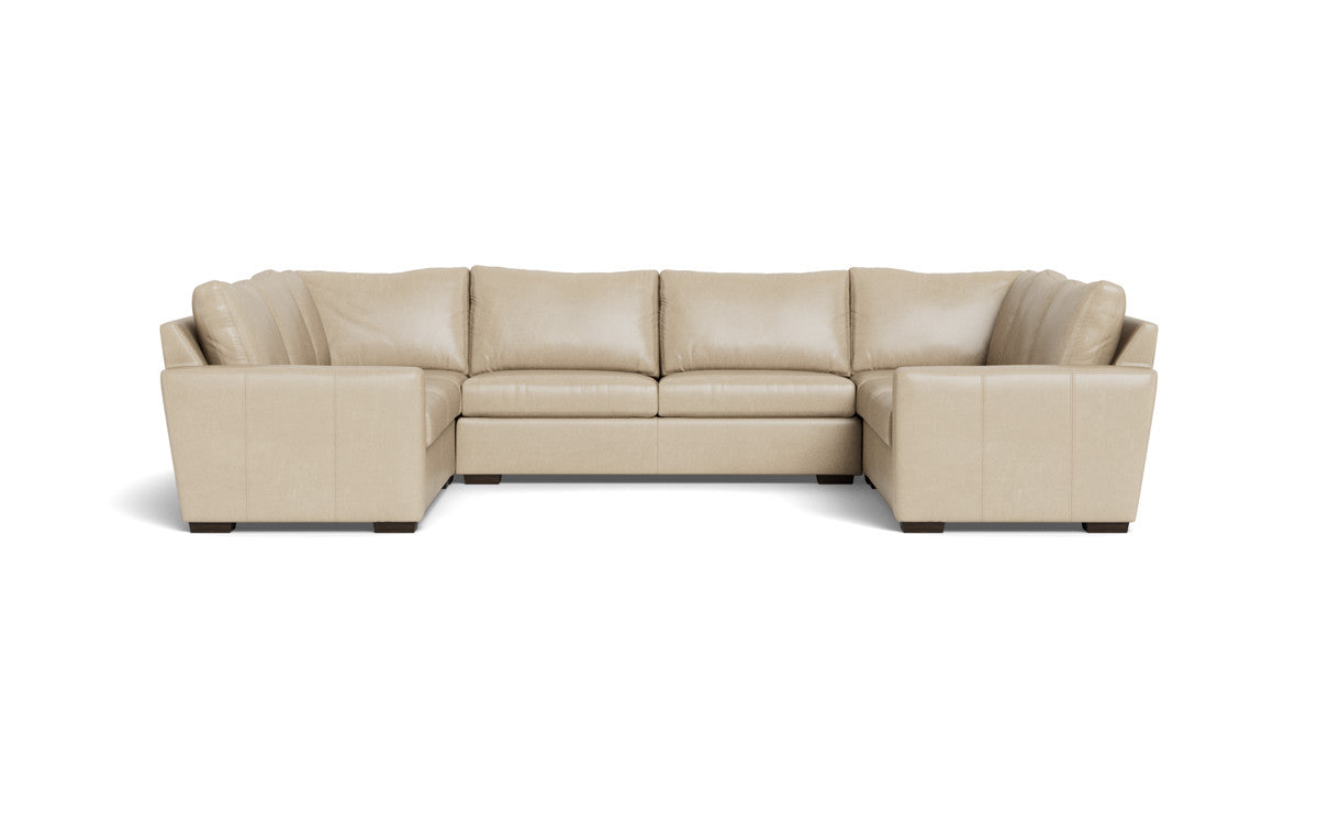 Mas Mesa 166" Deep Leather Condo U Sectional - Hudson Ivory