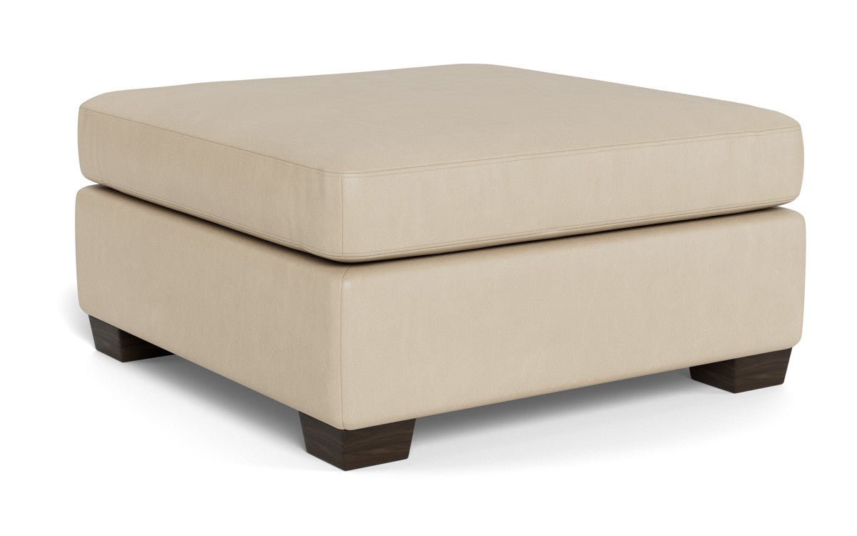 Track Leather Ottoman - Hudson Ivory