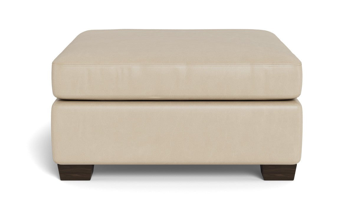 Track Leather Ottoman - Hudson Ivory