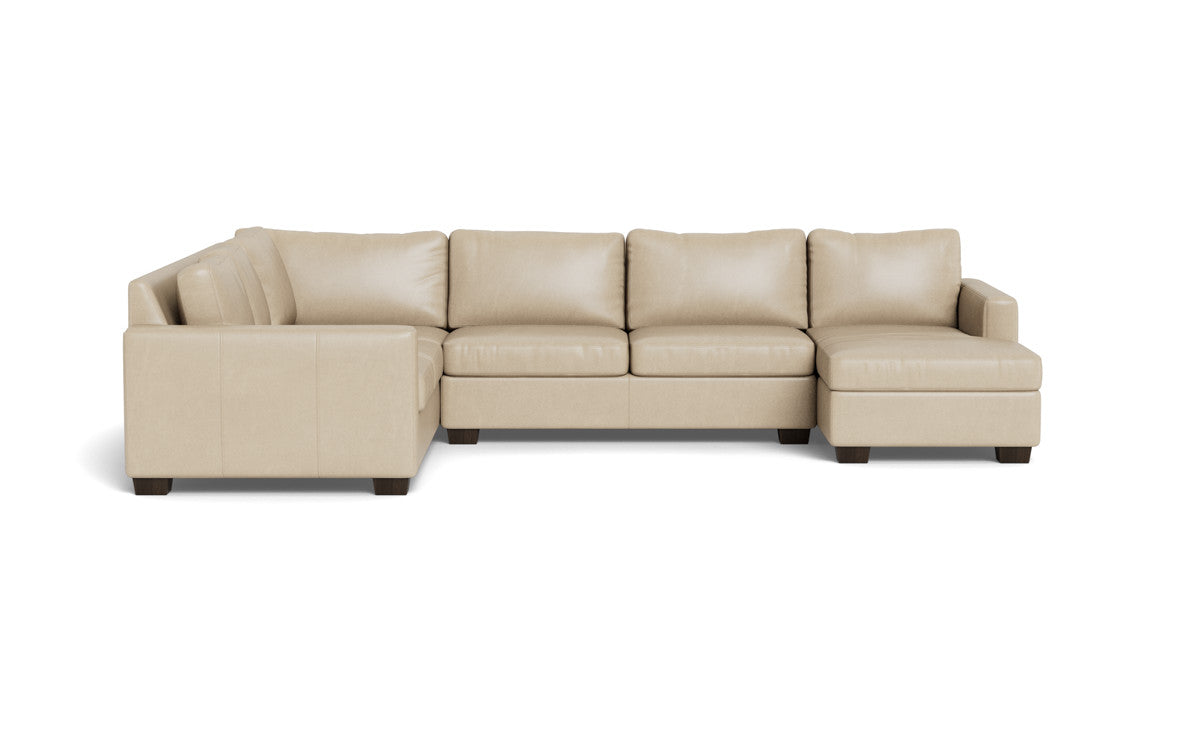 Track 141" Leather Corner Sectionals W. Full Sleeper & Right Chaise - Hudson Ivory