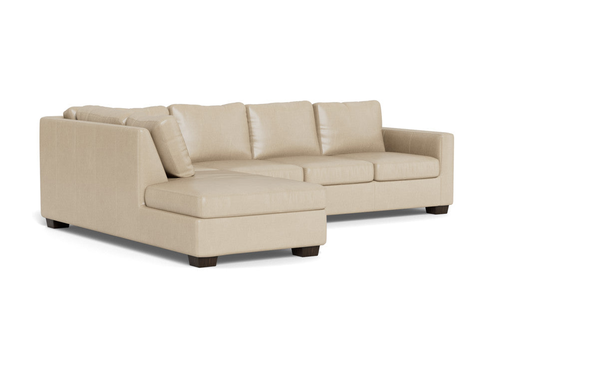 Track 121" Leather Left Chaise Sectional - Hudson Ivory