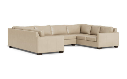 Track 141" Leather Corner Sofa Sleeper U Sectional - Hudson Ivory