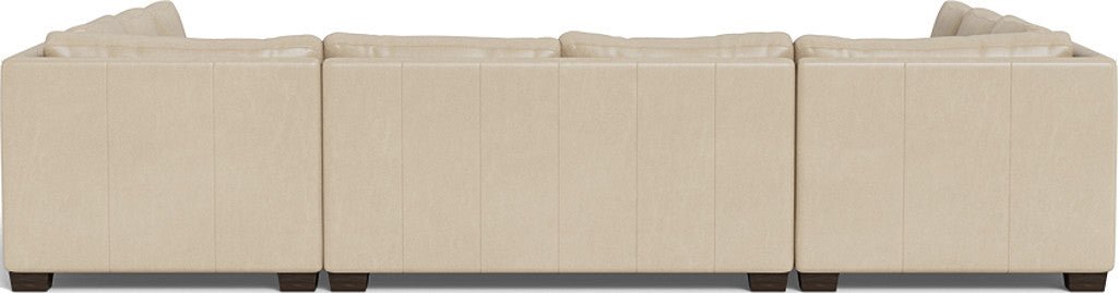 Track 141" Leather Corner Sofa Sleeper U Sectional - Hudson Ivory
