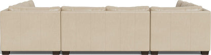 Track 141" Leather Corner Sofa Sleeper U Sectional - Hudson Ivory