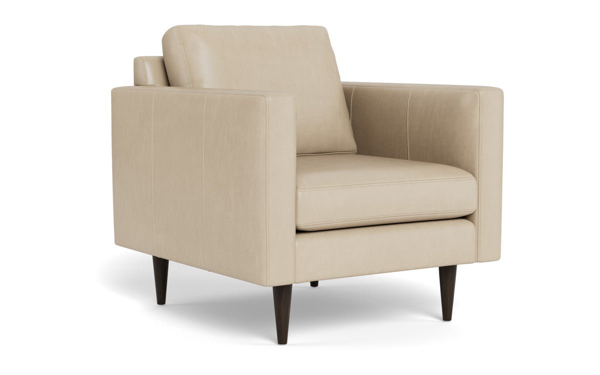 Wallace 34" Leather Untufted Arm Chair - Hudson Ivory