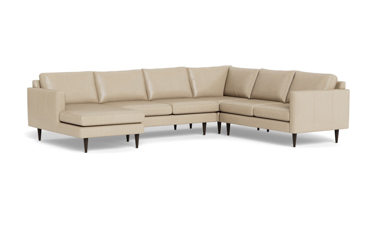 Wallace 130" Leather Untufted Corner Sectionals w. Left Chaise - Hudson Ivory