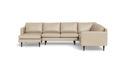 Wallace 130" Leather Untufted Corner Sectionals w. Left Chaise - Hudson Ivory