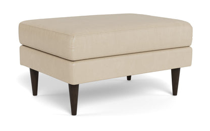 Wallace Leather Untufted Ottoman - Hudson Ivory