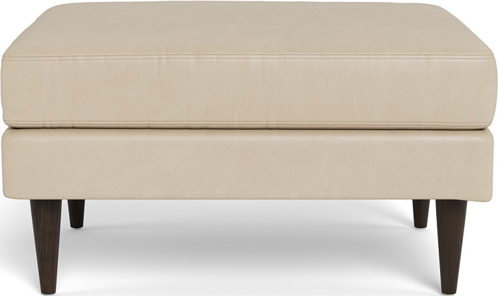 Wallace Leather Untufted Ottoman - Hudson Iron